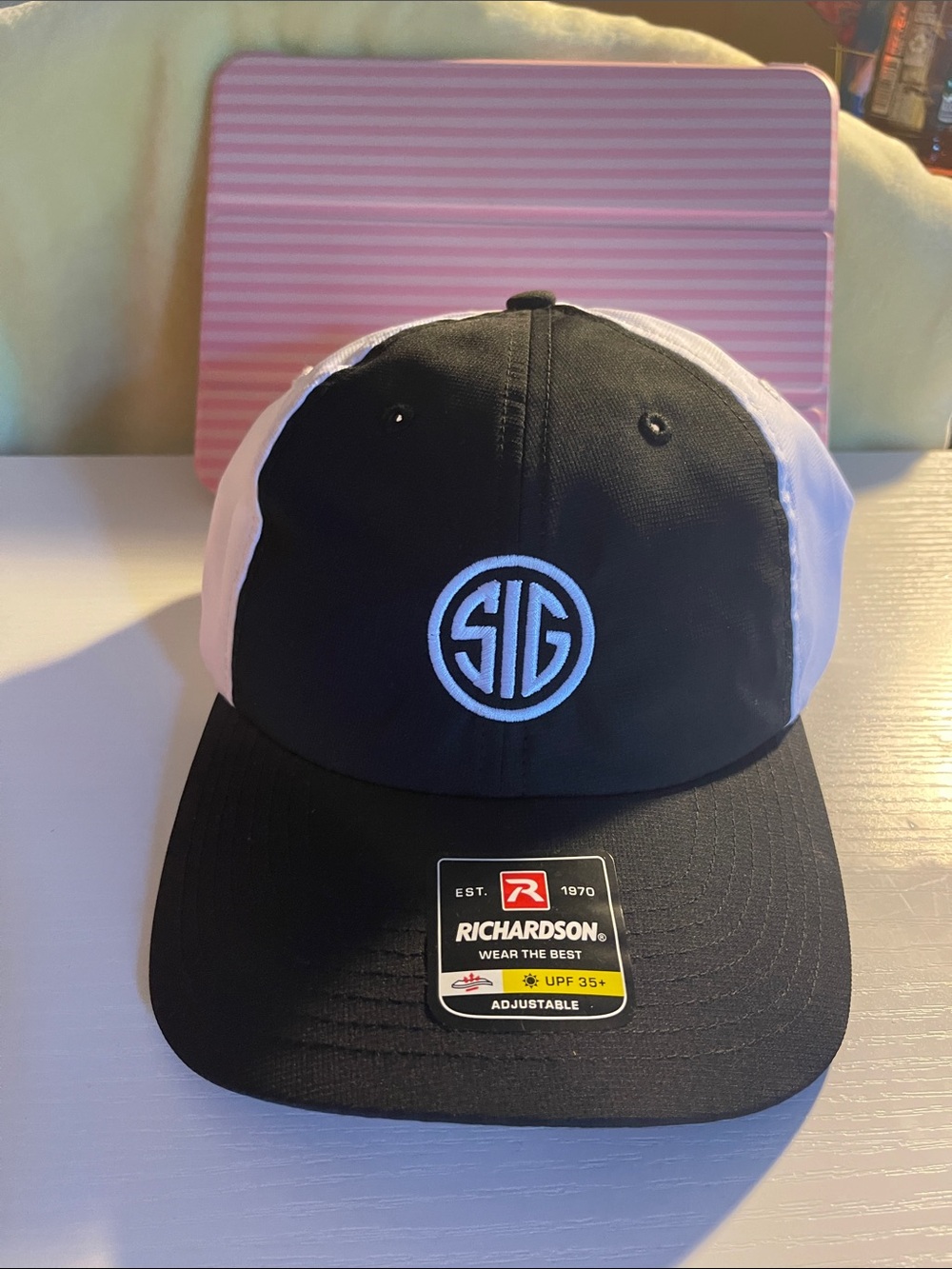 Black & White Mens Adjustable Cap with SIG Logo